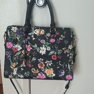 Floral Black Handbag (Vegan Leather)